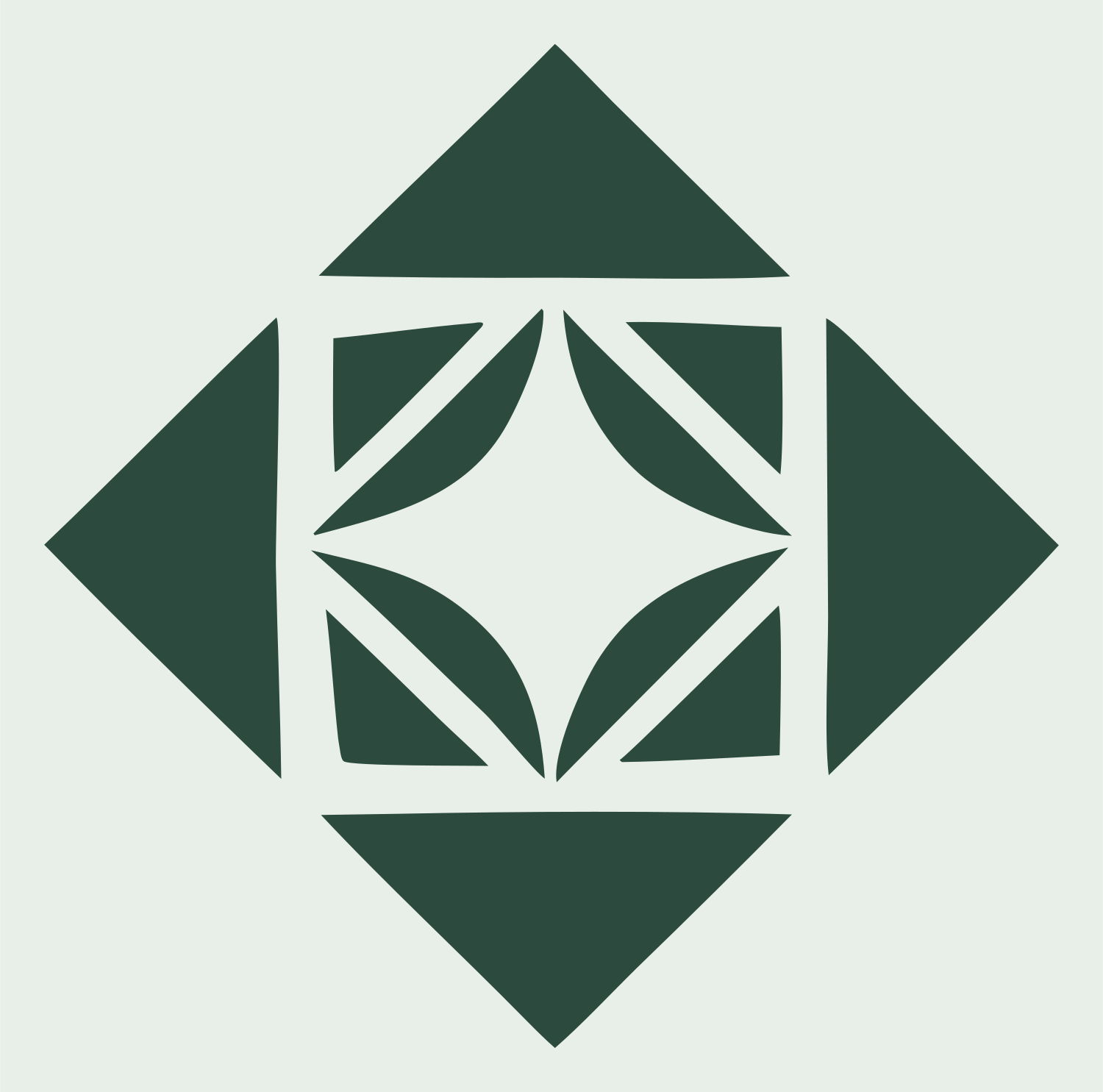 Geometric Diamond Petal Crest #e8efe9/#2d4a3e