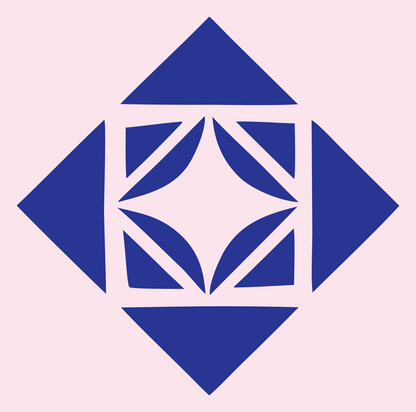 Geometric Diamond Petal Crest #fce4ec/#283593