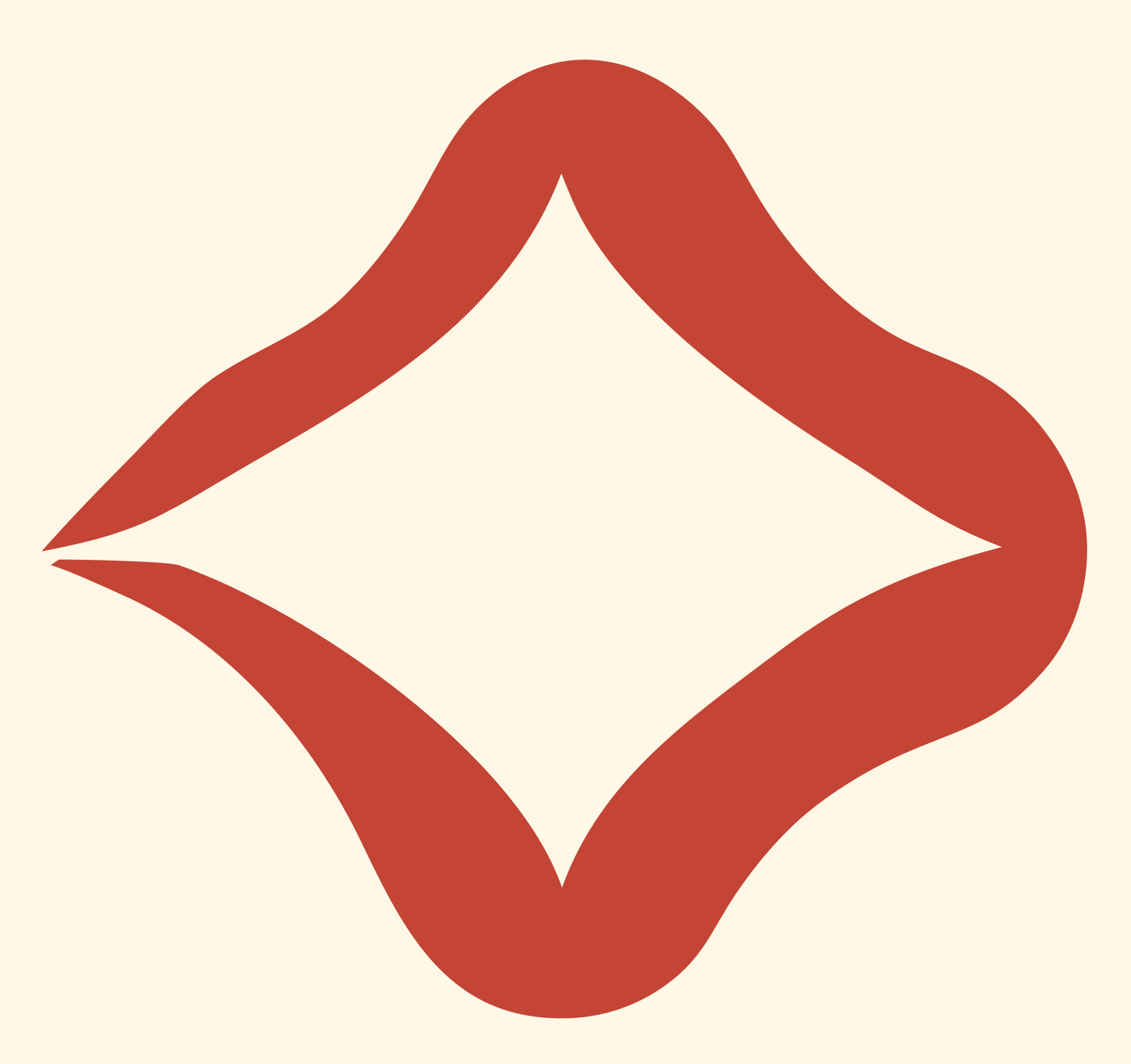 Twisted Diamond Ribbon Logo #fff8e7/#c44536