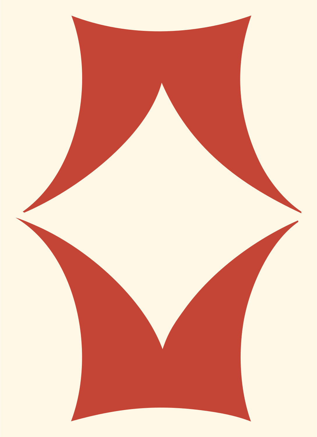Negative Space Diamond Hourglass Mark #fff8e7/#c44536