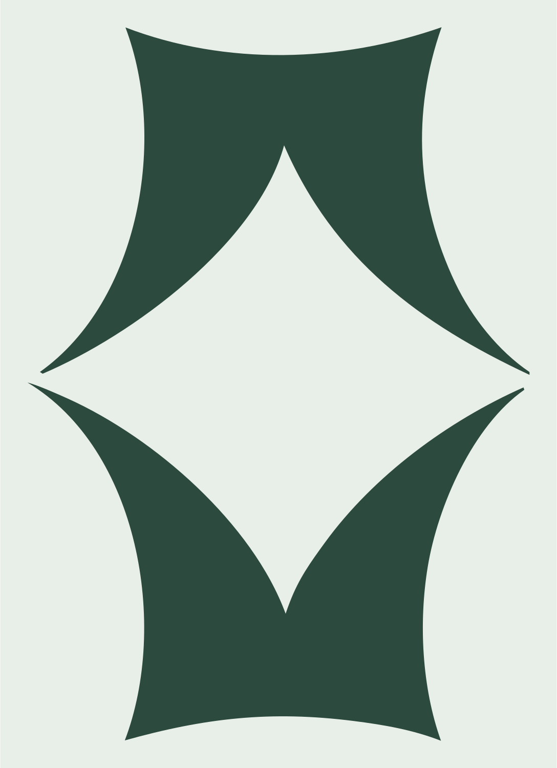 Negative Space Diamond Hourglass Mark #e8efe9/#2d4a3e