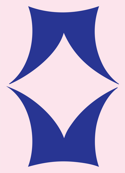 Negative Space Diamond Hourglass Mark #fce4ec/#283593