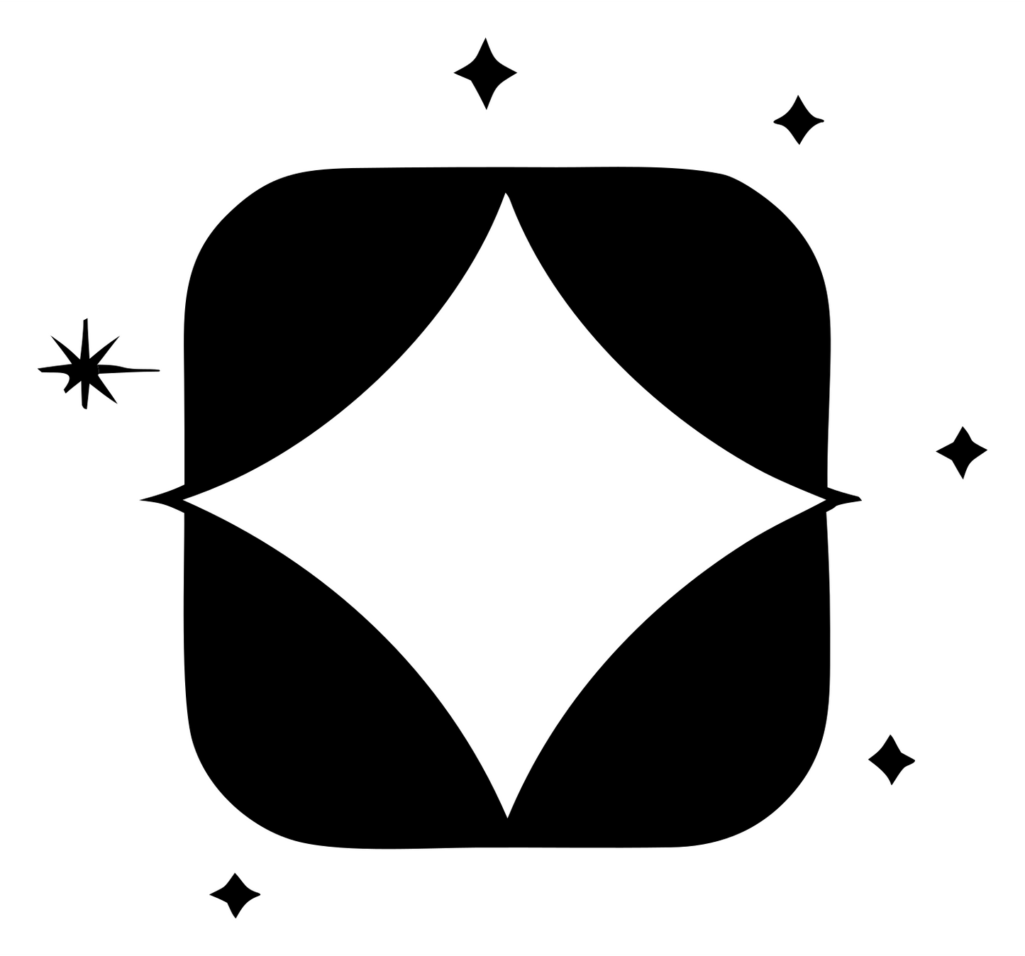 Negative Space Star Square Badge #ffffff/#000000