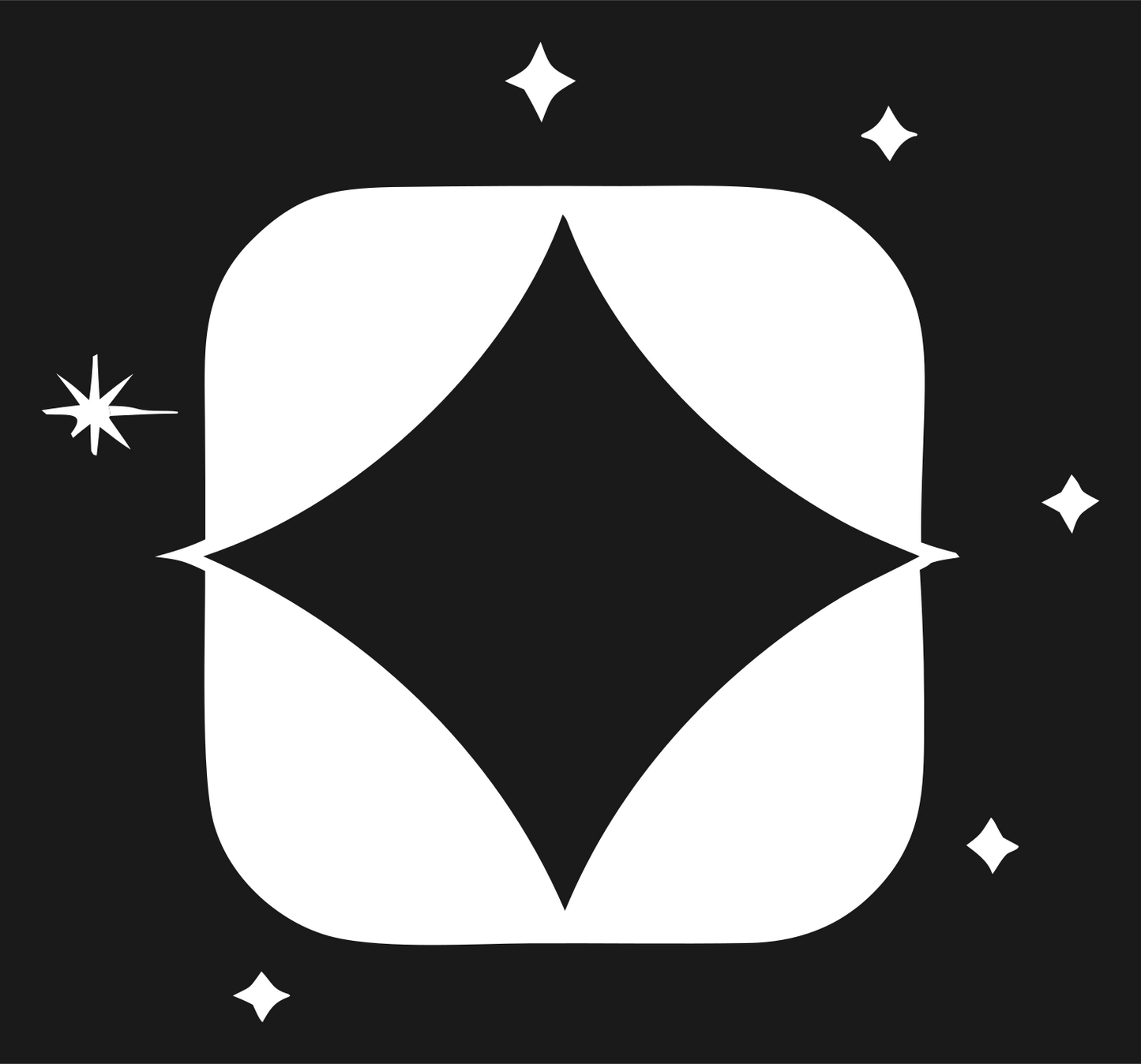 Negative Space Star Square Badge #1a1a1a/#ffffff