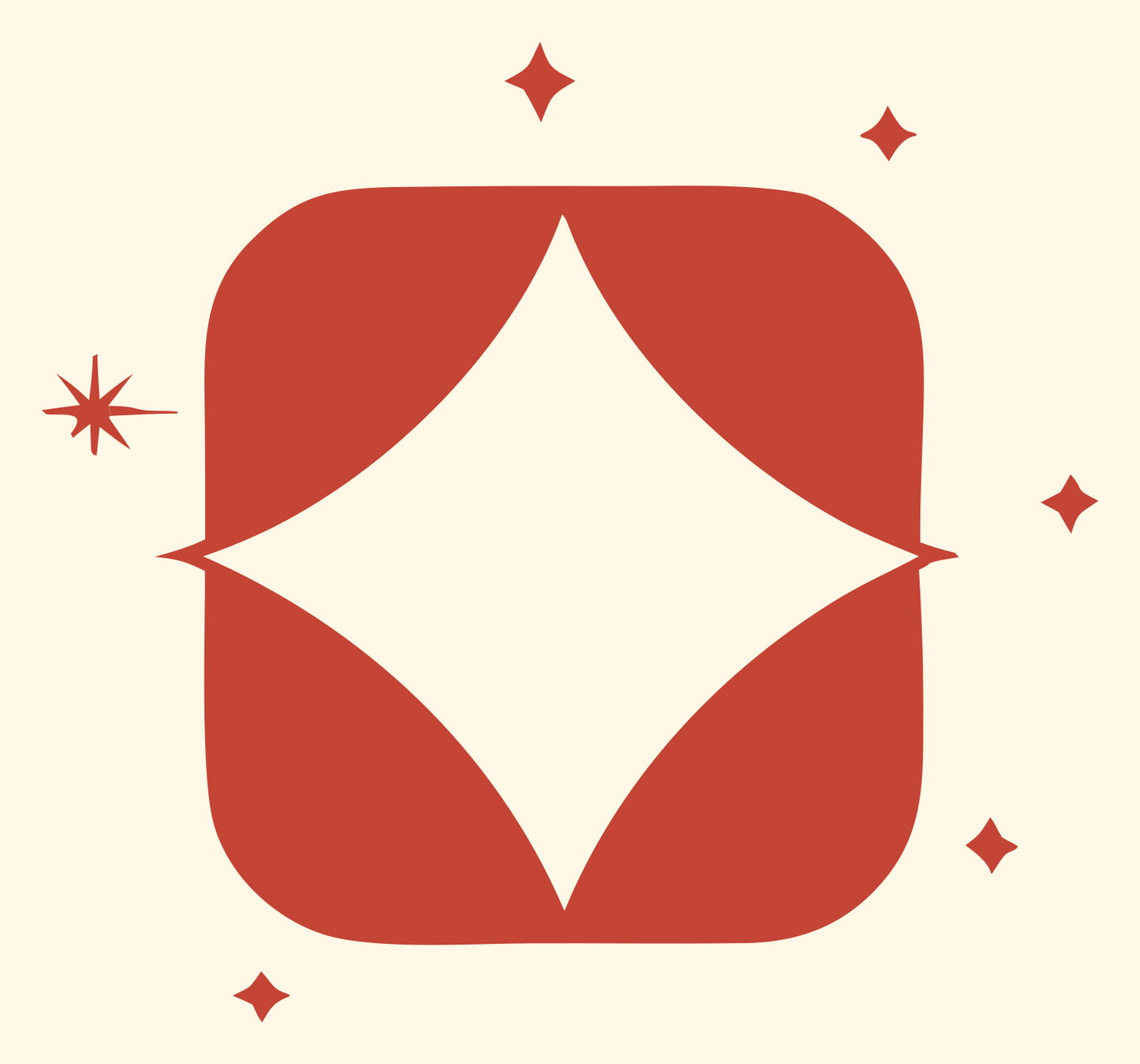 Negative Space Star Square Badge #fff8e7/#c44536