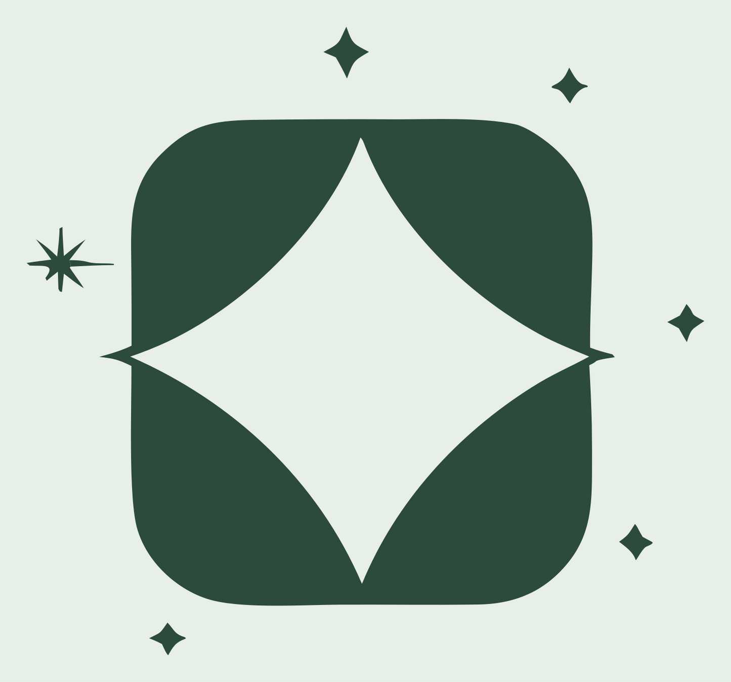 Negative Space Star Square Badge #e8efe9/#2d4a3e