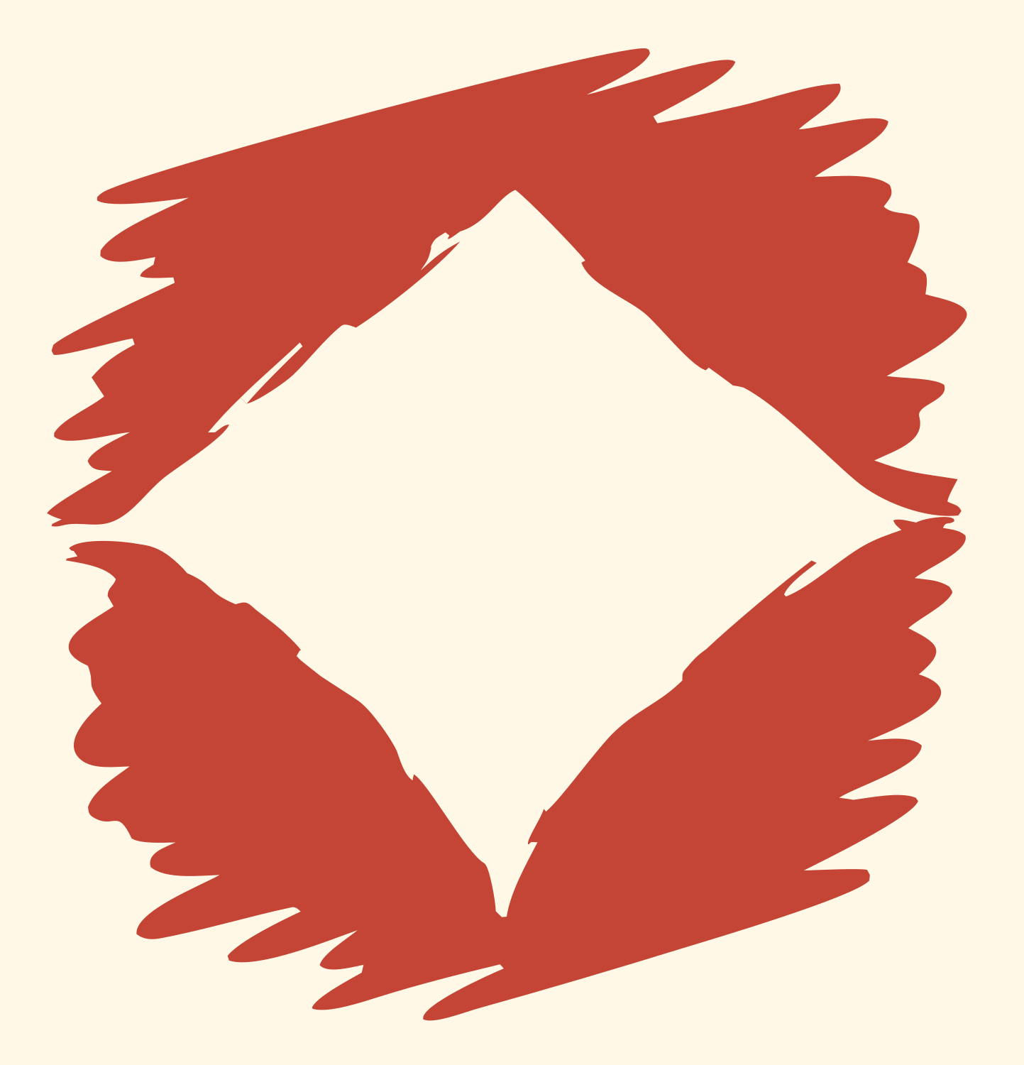 Sketchy Diamond Burst Emblem #fff8e7/#c44536
