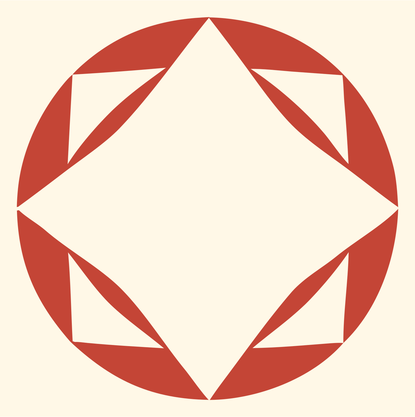 Faceted Diamond Circle Logo #fff8e7/#c44536
