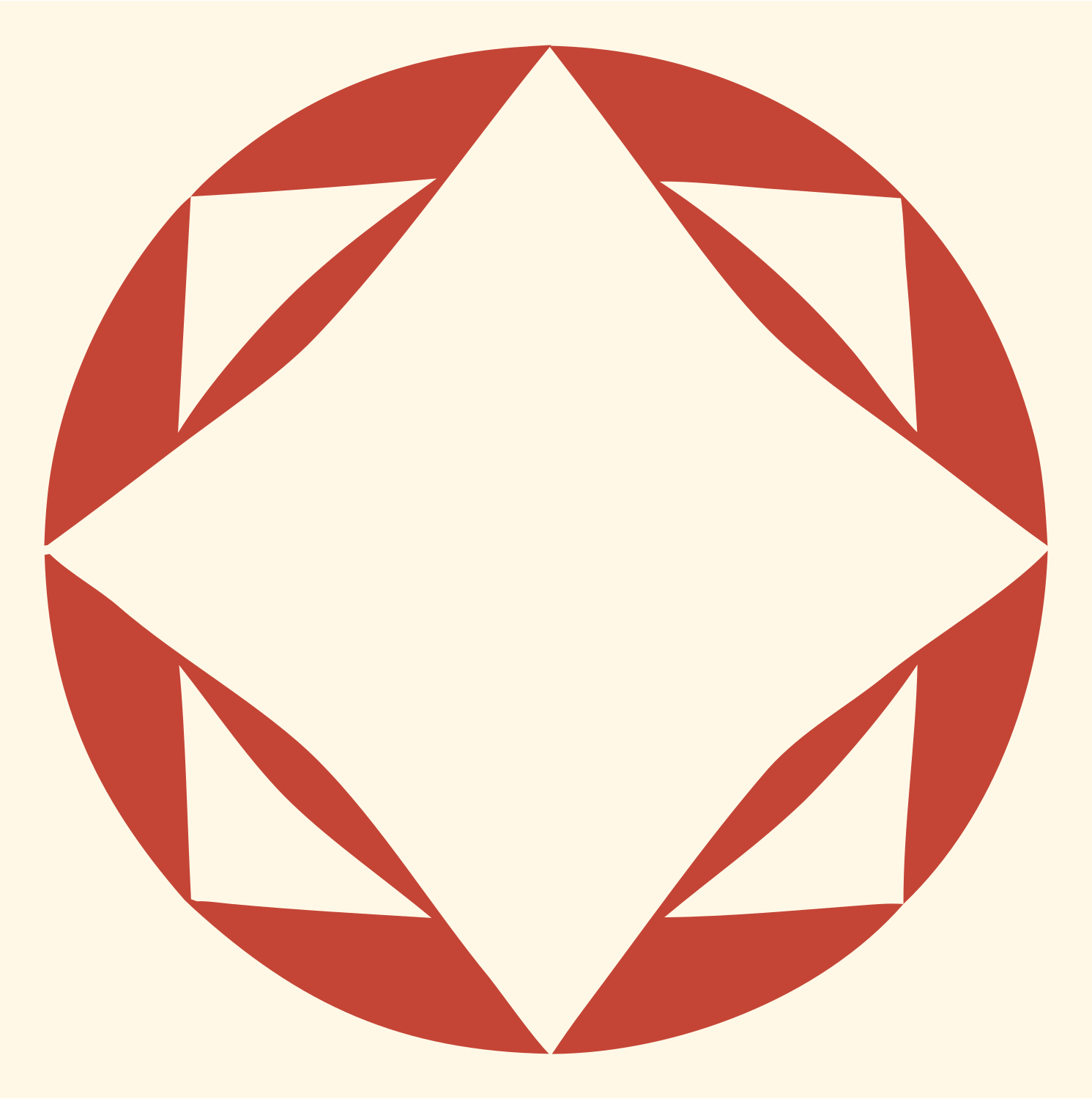 Faceted Diamond Circle Logo #fff8e7/#c44536