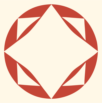 Faceted Diamond Circle Logo #fff8e7/#c44536