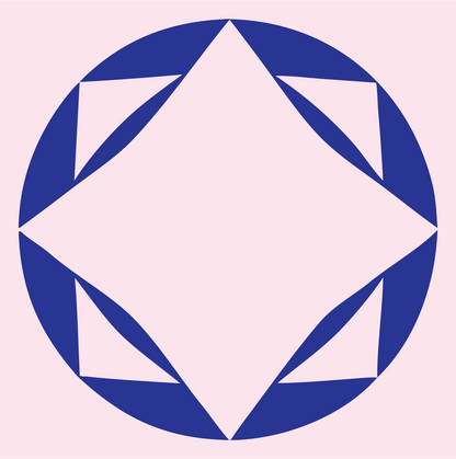 Faceted Diamond Circle Logo #fce4ec/#283593