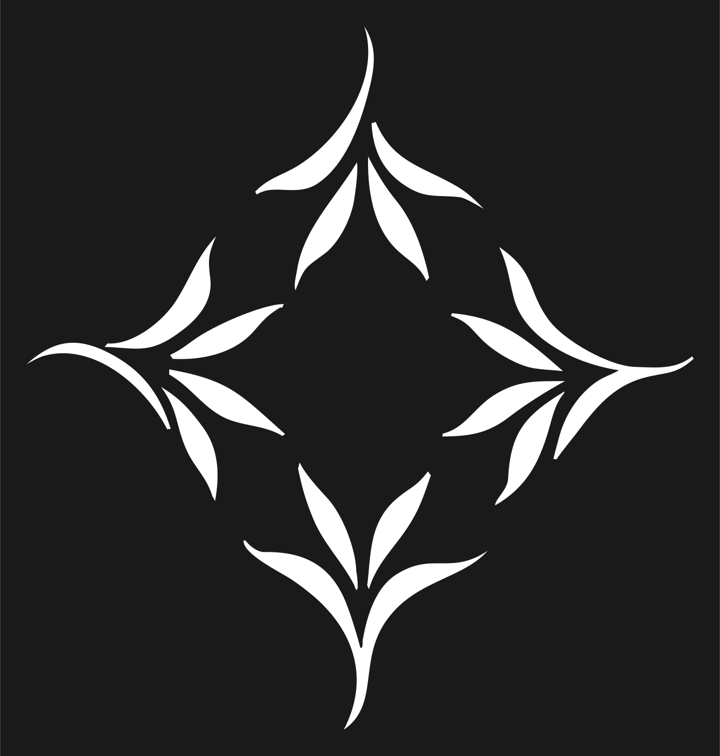 Leaf Spray Diamond Crest #1a1a1a/#ffffff