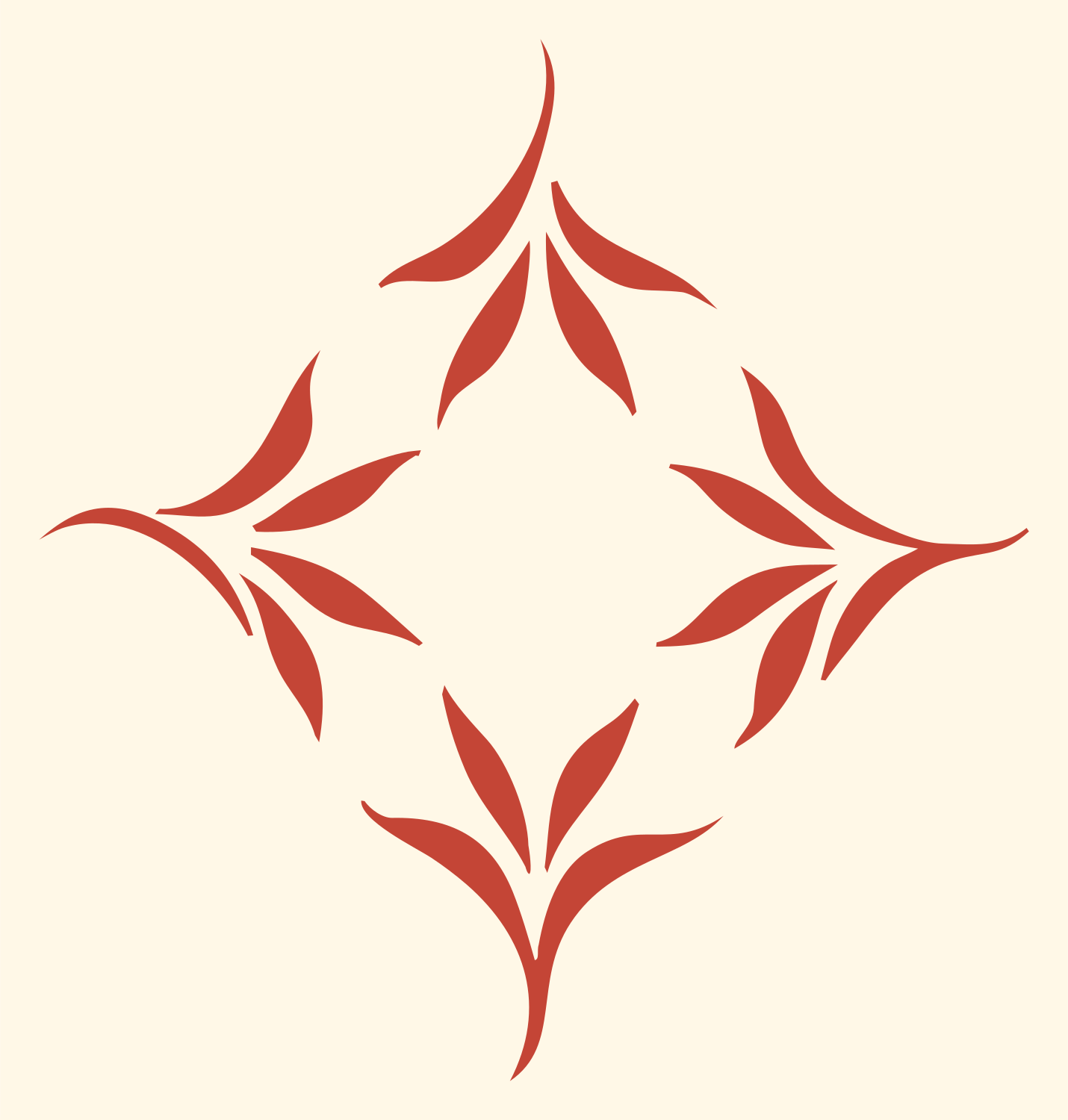Leaf Spray Diamond Crest #fff8e7/#c44536