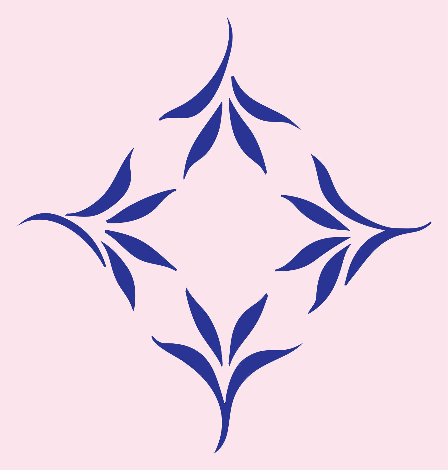 Leaf Spray Diamond Crest #fce4ec/#283593