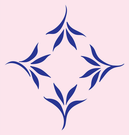 Leaf Spray Diamond Crest #fce4ec/#283593
