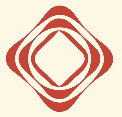Nested Diamond Rings Badge #fff8e7/#c44536