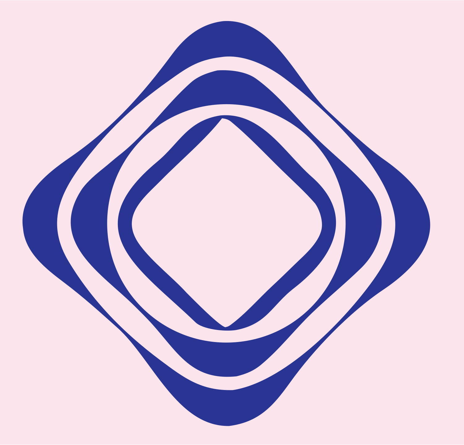 Nested Diamond Rings Badge #fce4ec/#283593