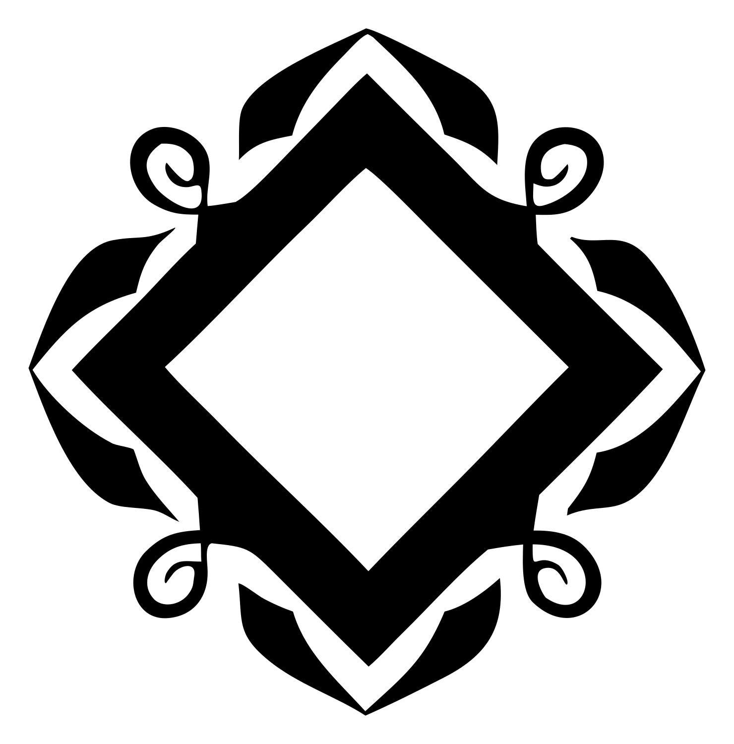 Bold Diamond Scroll Frame Crest #ffffff/#000000