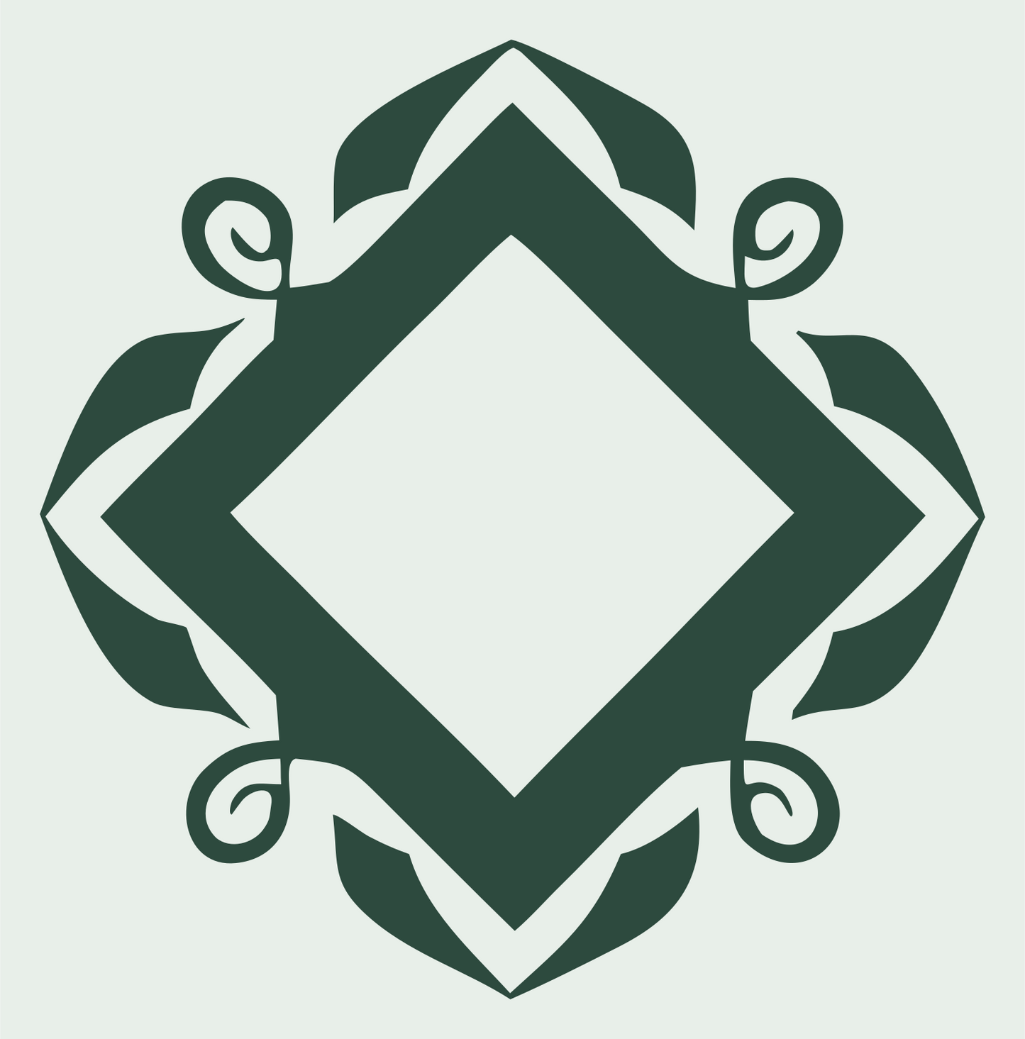 Bold Diamond Scroll Frame Crest #e8efe9/#2d4a3e