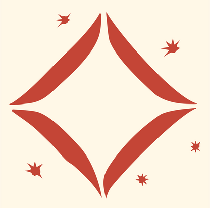 Bold Sparkle Diamond Split Logo #fff8e7/#c44536