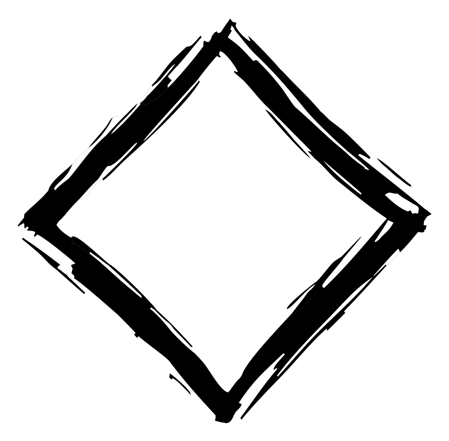 Hand-Drawn Diamond Border Badge #ffffff/#000000