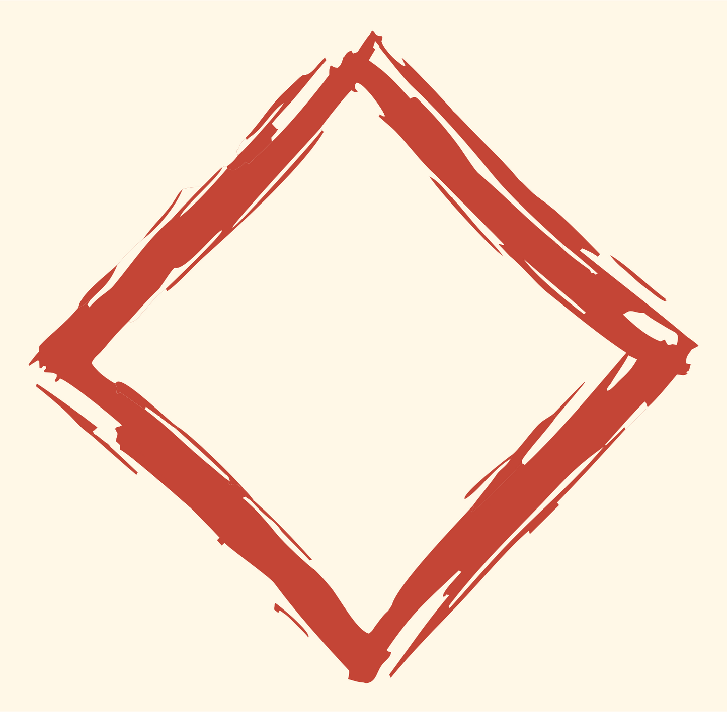 Hand-Drawn Diamond Border Badge #fff8e7/#c44536