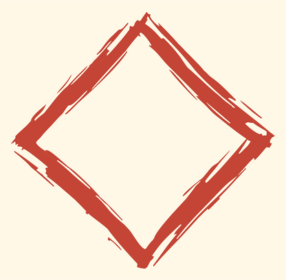 Hand-Drawn Diamond Border Badge #fff8e7/#c44536