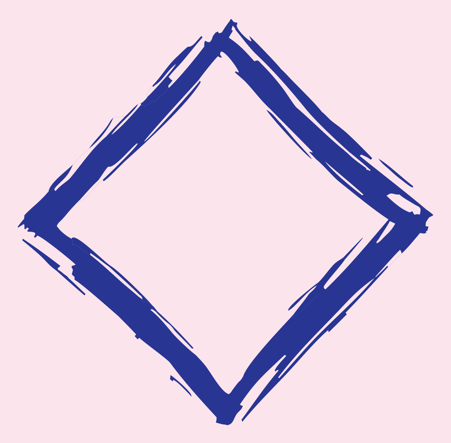 Hand-Drawn Diamond Border Badge #fce4ec/#283593