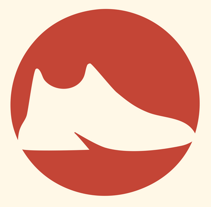 Negative Space Sneaker Circle Badge #fff8e7/#c44536