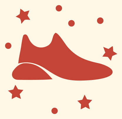 Sneaker Stars Scatter Badge #fff8e7/#c44536
