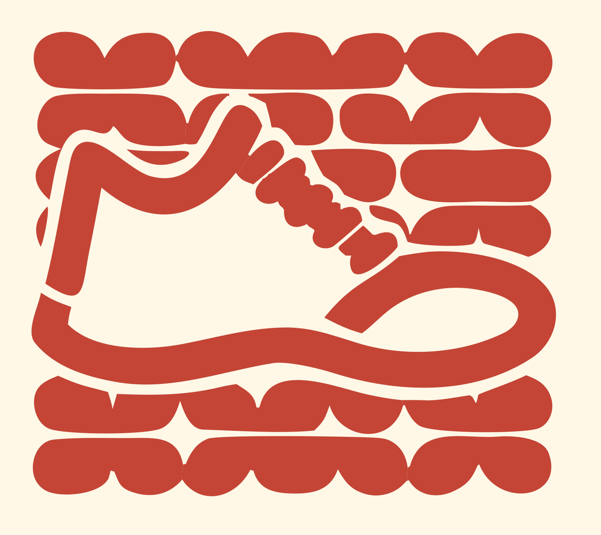 Monoline Sneaker Grid Badge #fff8e7/#c44536