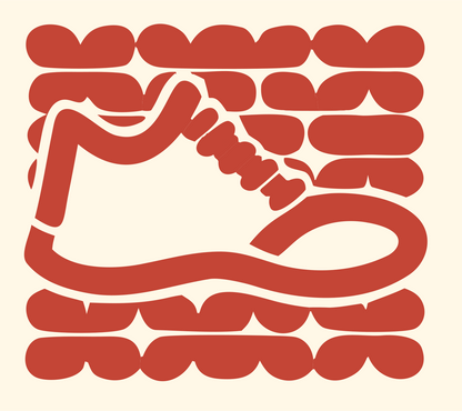 Monoline Sneaker Grid Badge #fff8e7/#c44536