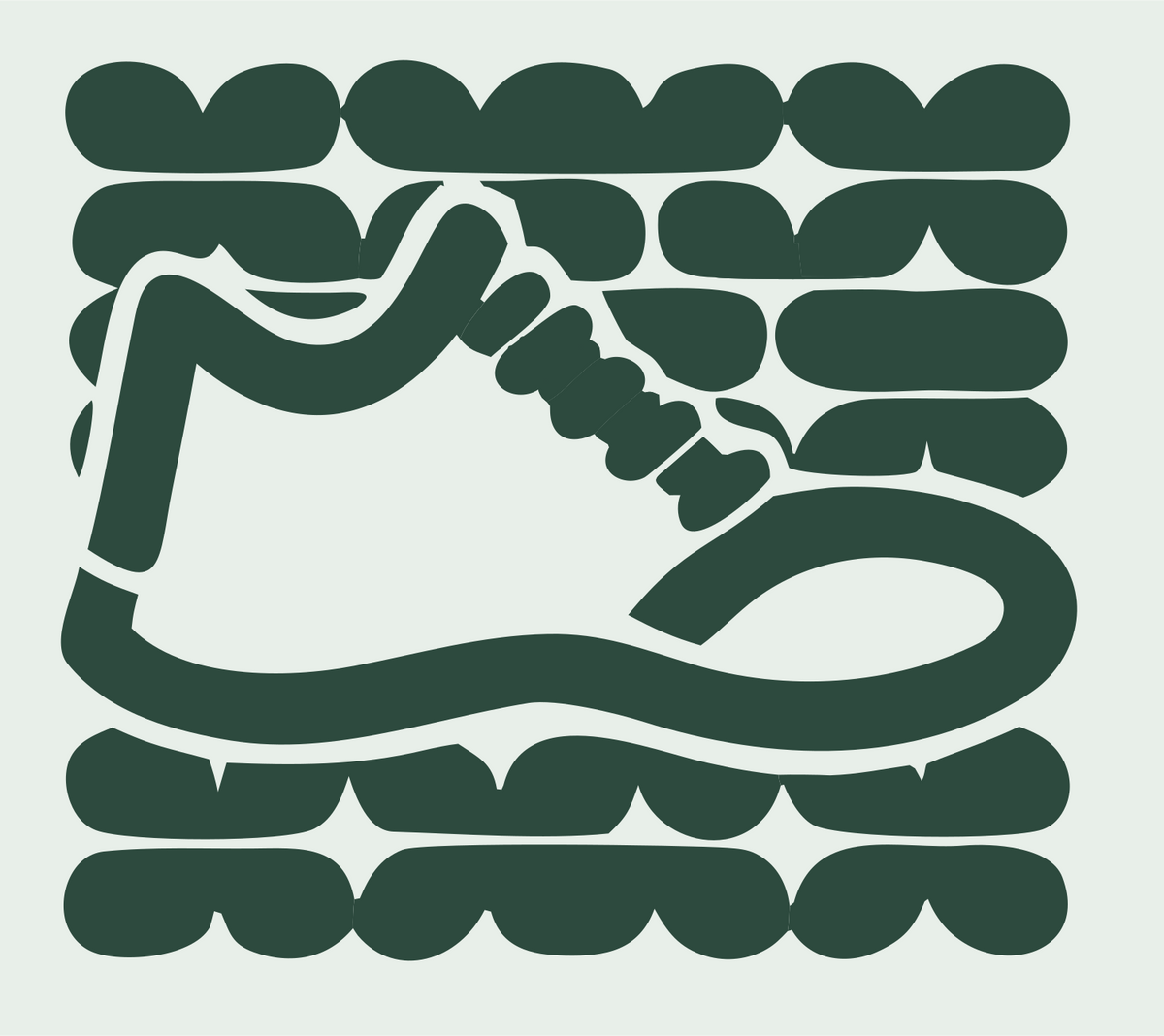 Monoline Sneaker Grid Badge #e8efe9/#2d4a3e
