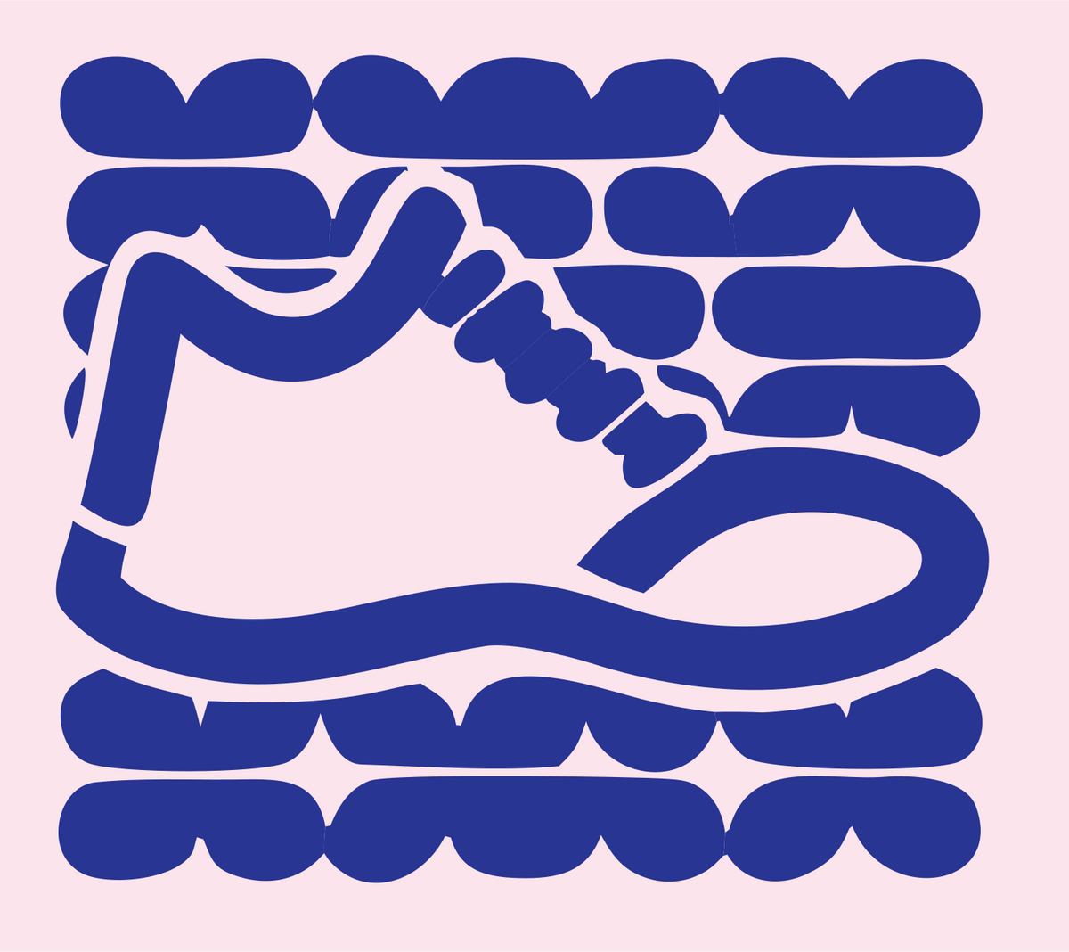 Monoline Sneaker Grid Badge #fce4ec/#283593