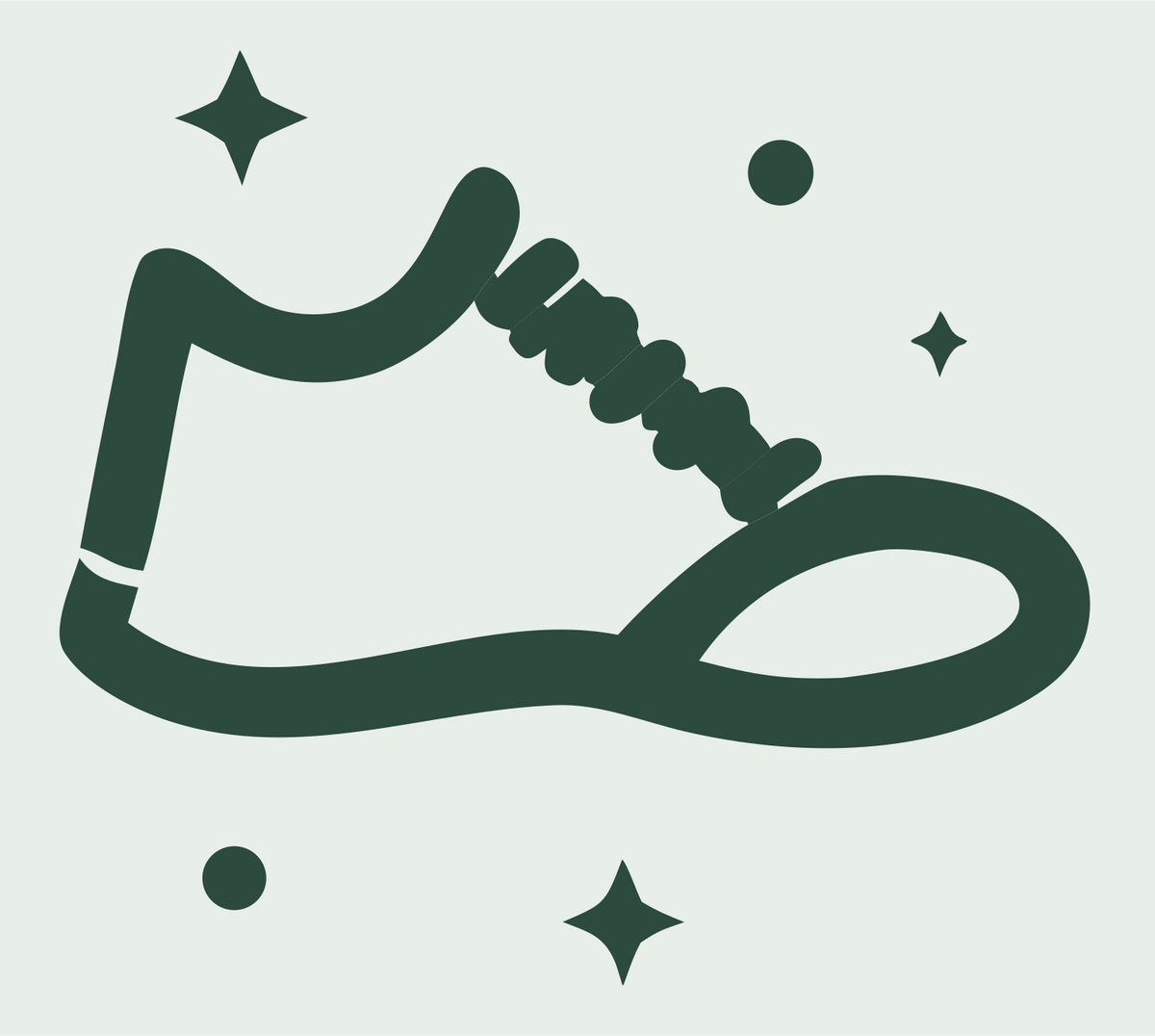 Monoline Sneaker Sparkle Badge #e8efe9/#2d4a3e