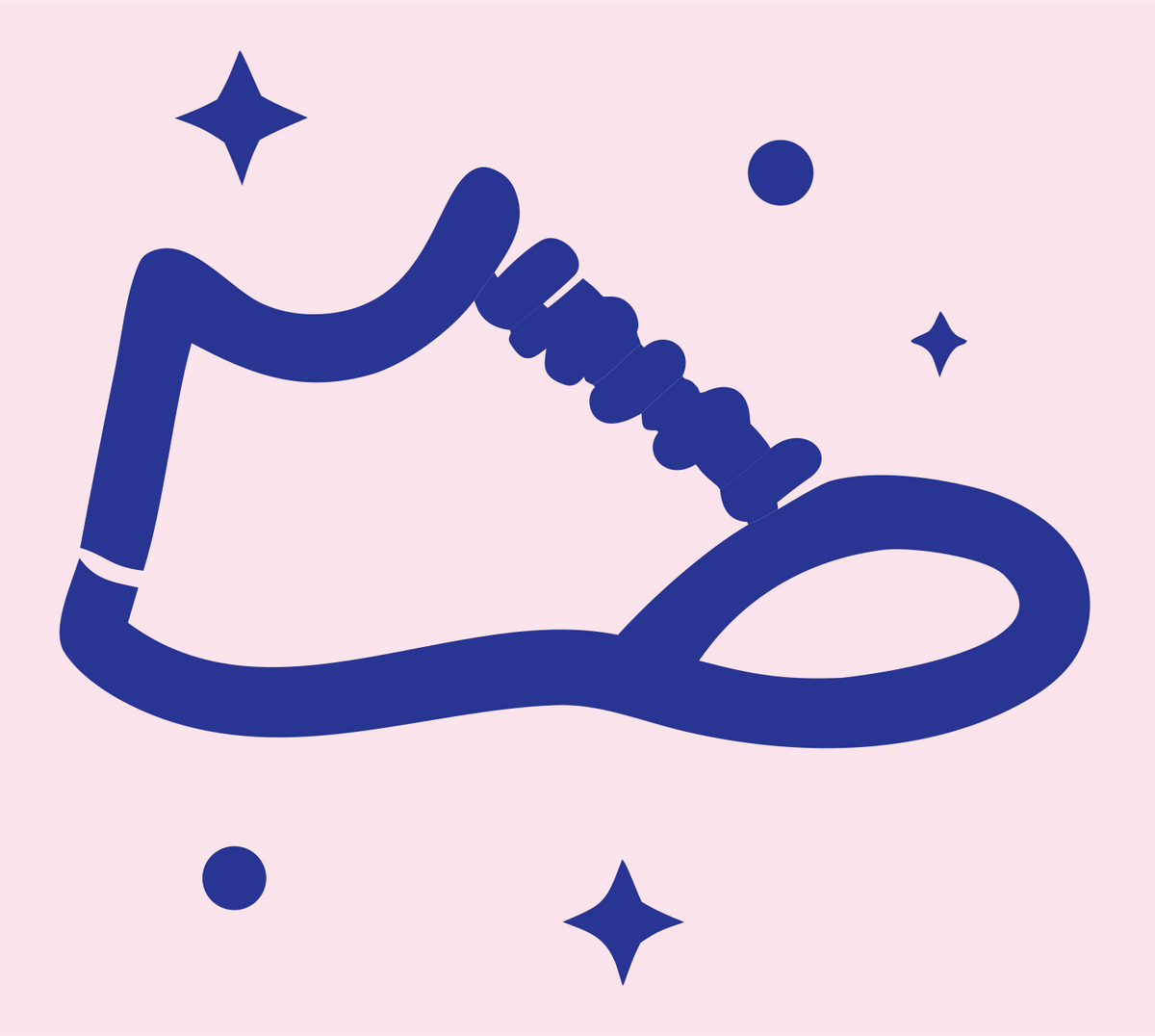 Monoline Sneaker Sparkle Badge #fce4ec/#283593