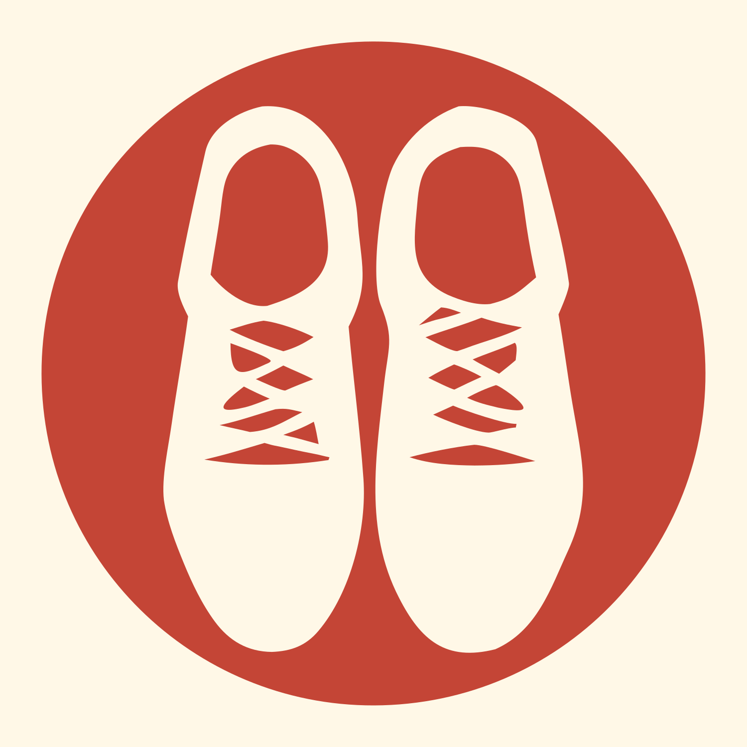 Sneaker Pair Circle Badge #fff8e7/#c44536