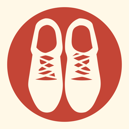 Sneaker Pair Circle Badge #fff8e7/#c44536