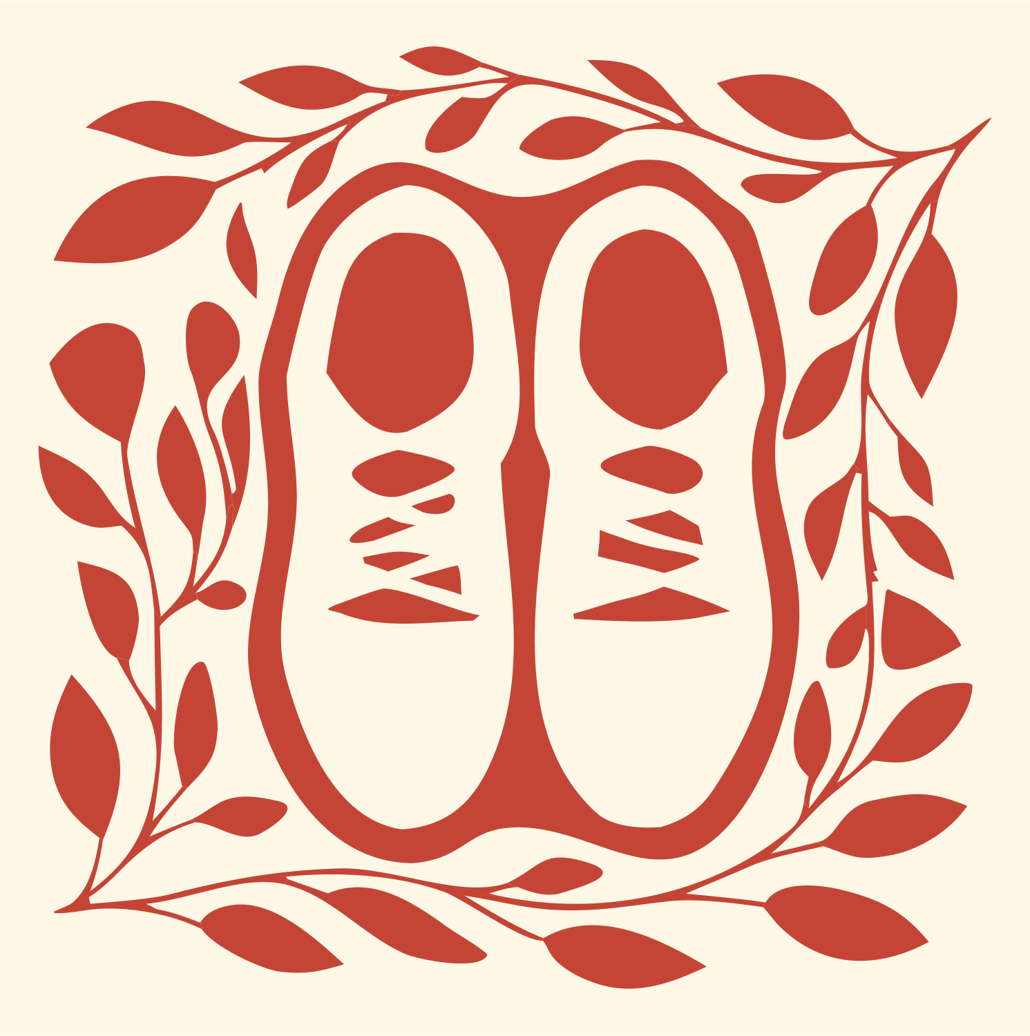 Sneaker Leaf Wreath Badge #fff8e7/#c44536