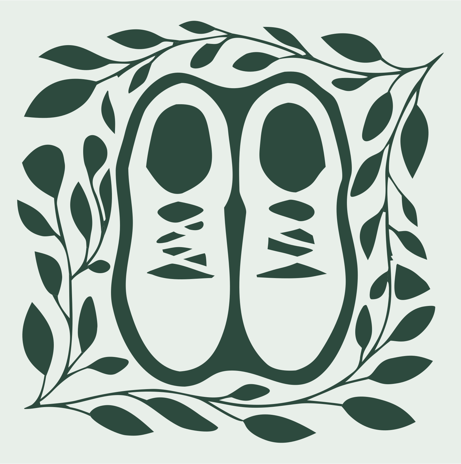Sneaker Leaf Wreath Badge #e8efe9/#2d4a3e