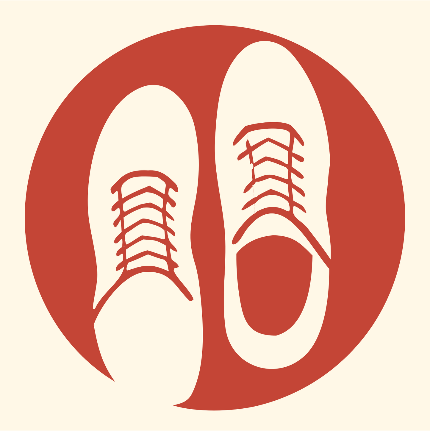Chunky Sneaker Pair Circle Badge #fff8e7/#c44536