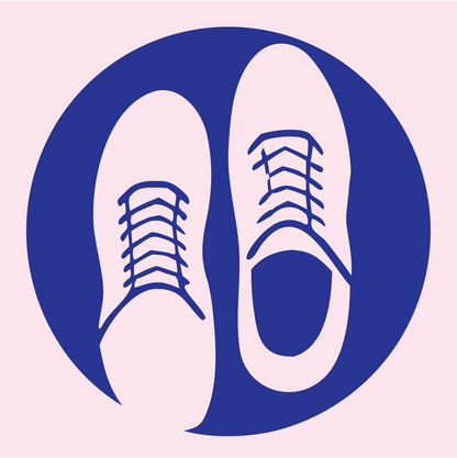 Chunky Sneaker Pair Circle Badge #fce4ec/#283593