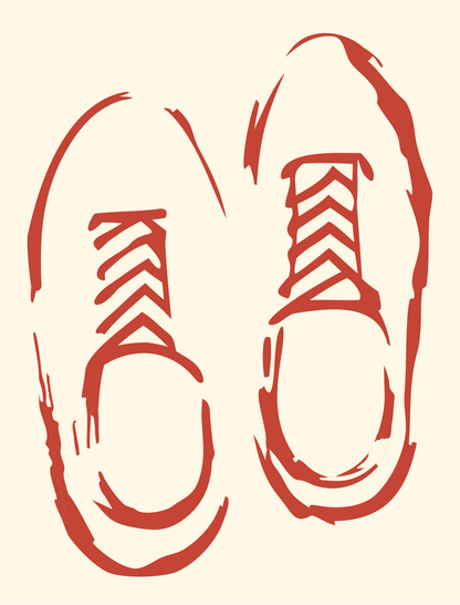 Blocky Sneaker Pair Crest #fff8e7/#c44536