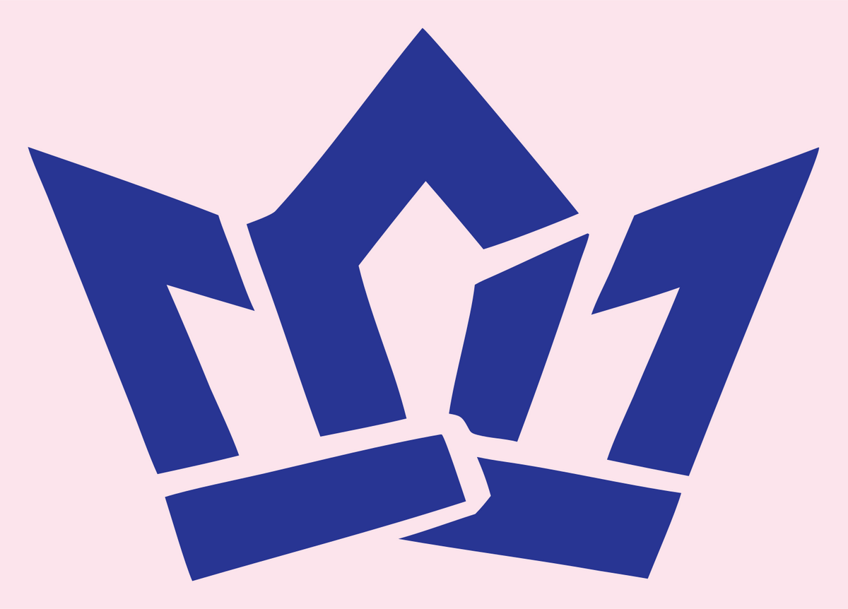 Bold Geometric Crown Logo #fce4ec/#283593