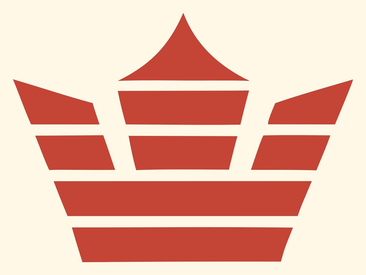 Striped Crown Badge #fff8e7/#c44536