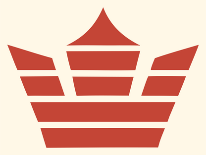 Striped Crown Badge #fff8e7/#c44536
