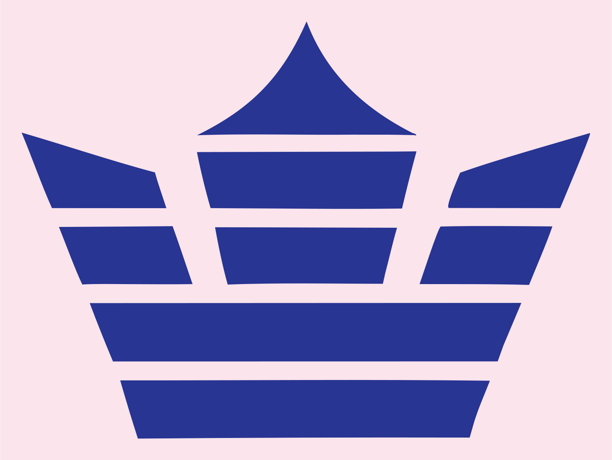 Striped Crown Badge #fce4ec/#283593