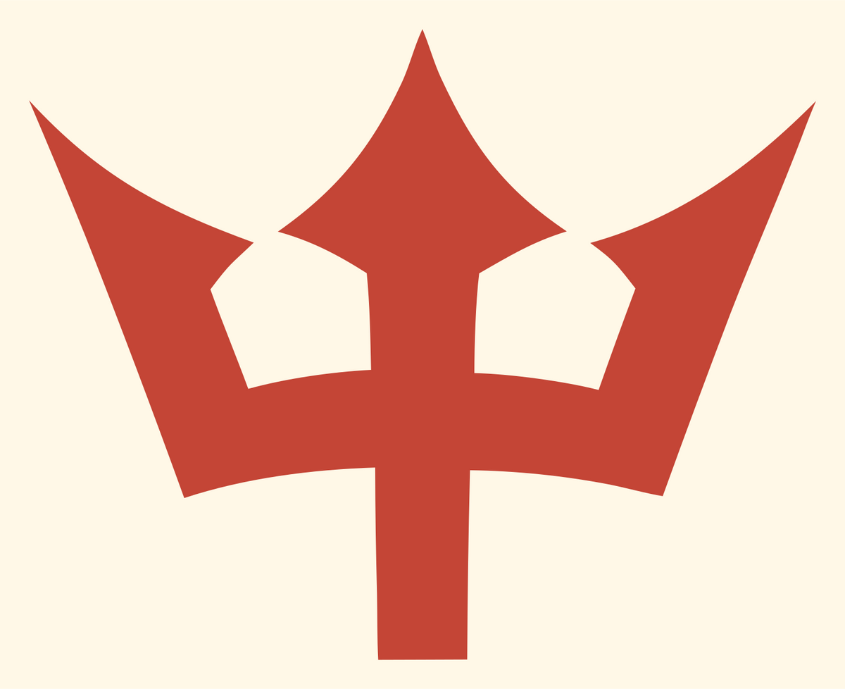 Bold Trident Crown Mark #fff8e7/#c44536