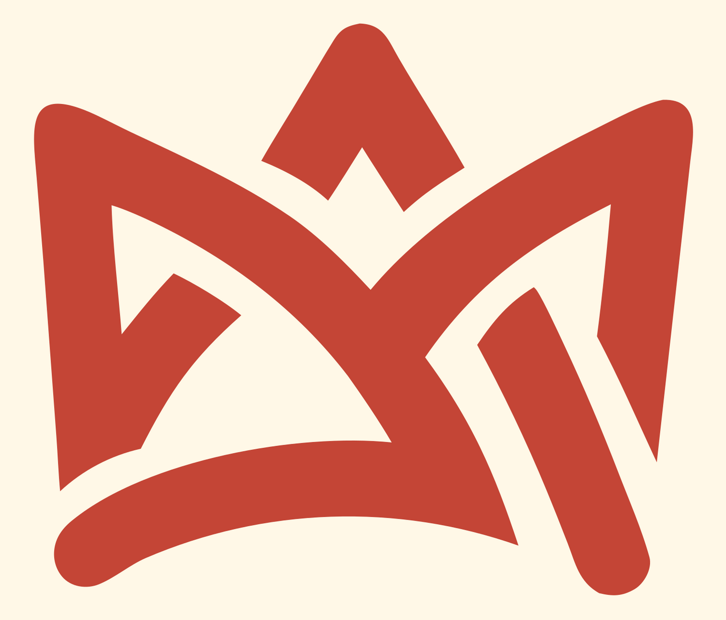 Monoline Crown Interlace Logo #fff8e7/#c44536