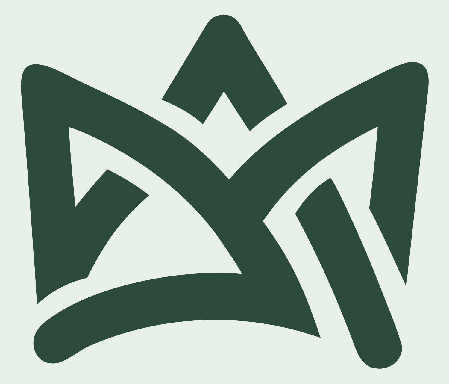 Monoline Crown Interlace Logo #e8efe9/#2d4a3e